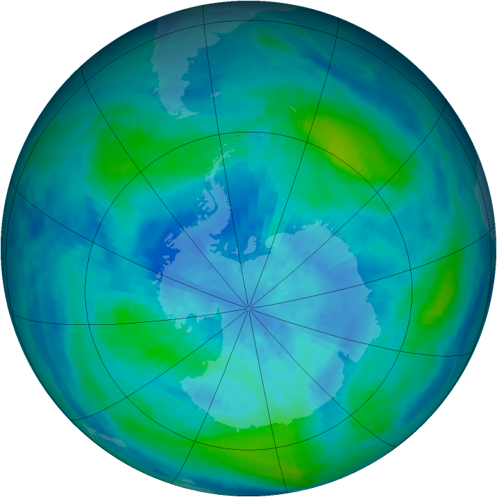 Antarctic ozone map for 19 March 1986